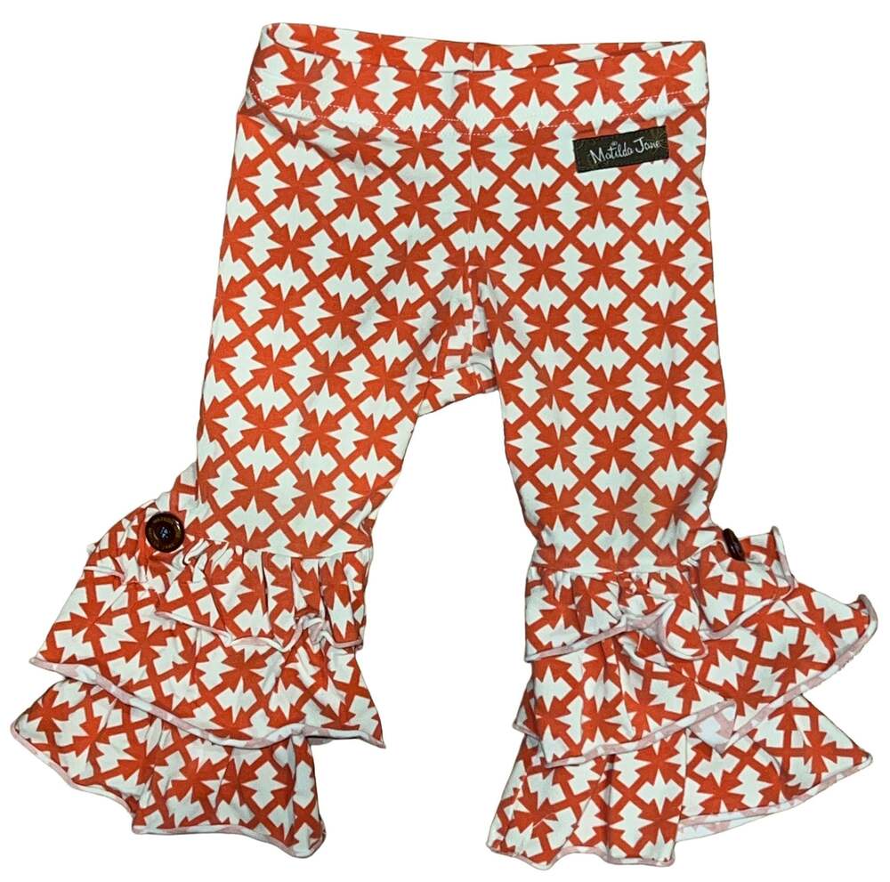 Matilda Jane Ruffle Pants Red Geometric Print Size 18M